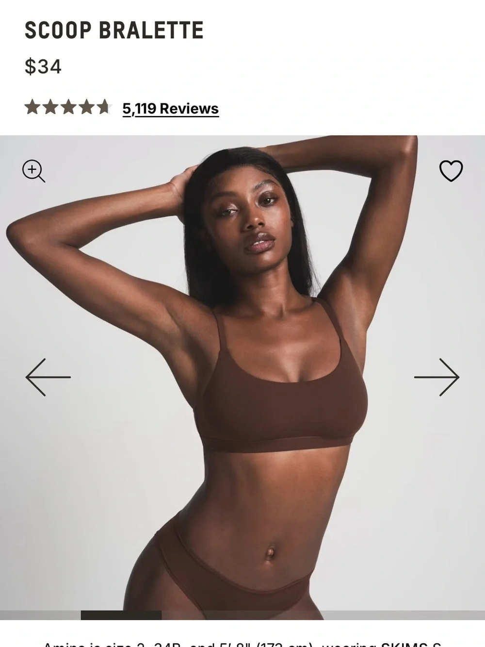 SKIMS Fits Everybody Scoop Bralette Cocoa in Medium